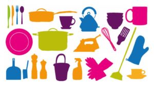 Brightly-coloured household items
