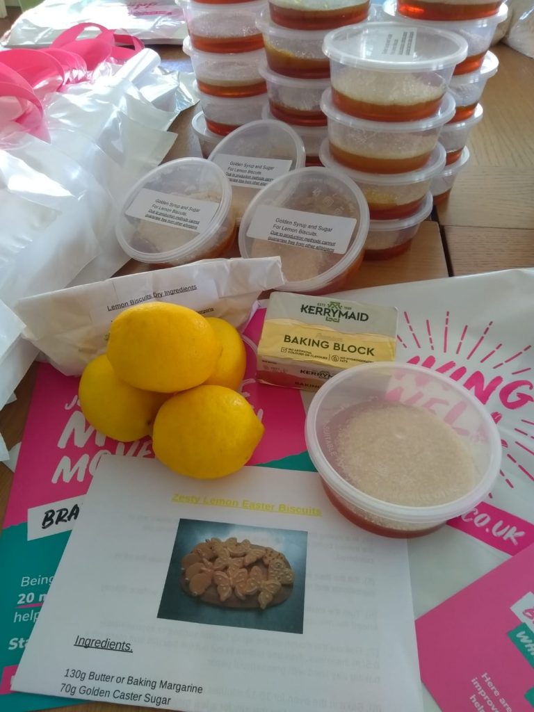 Recipe parcel with ingredients for lemon biscuits