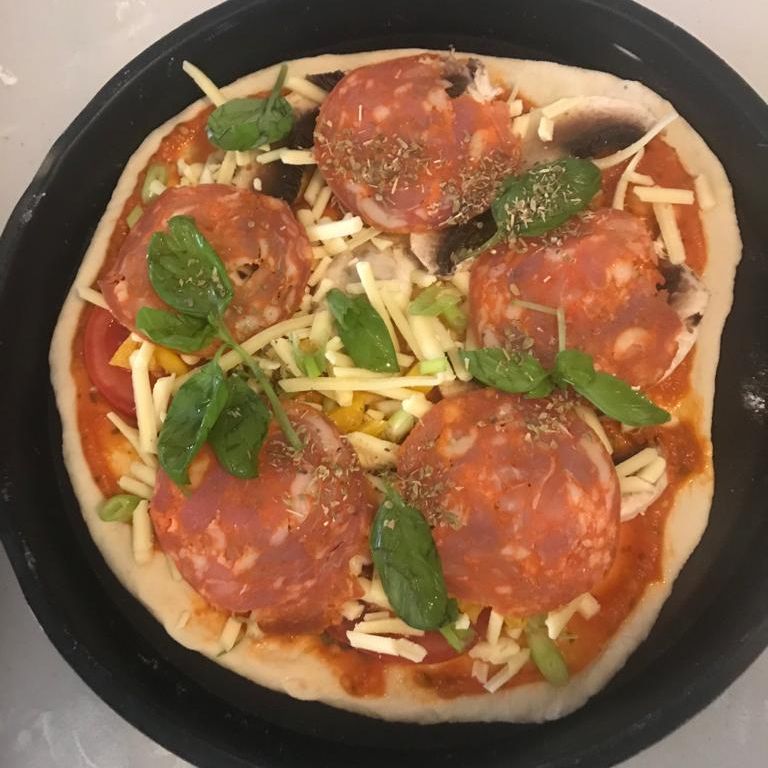 Pizza with salami