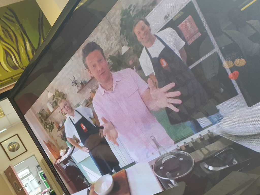 World record attempt - Jamie Oliver on screen