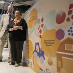 Minister of State for Food Security and Rural Affairs, Daniel Zeichner, with Inn Churches' CEO, Juli Thompson, in front of the FoodSavers Cookery School