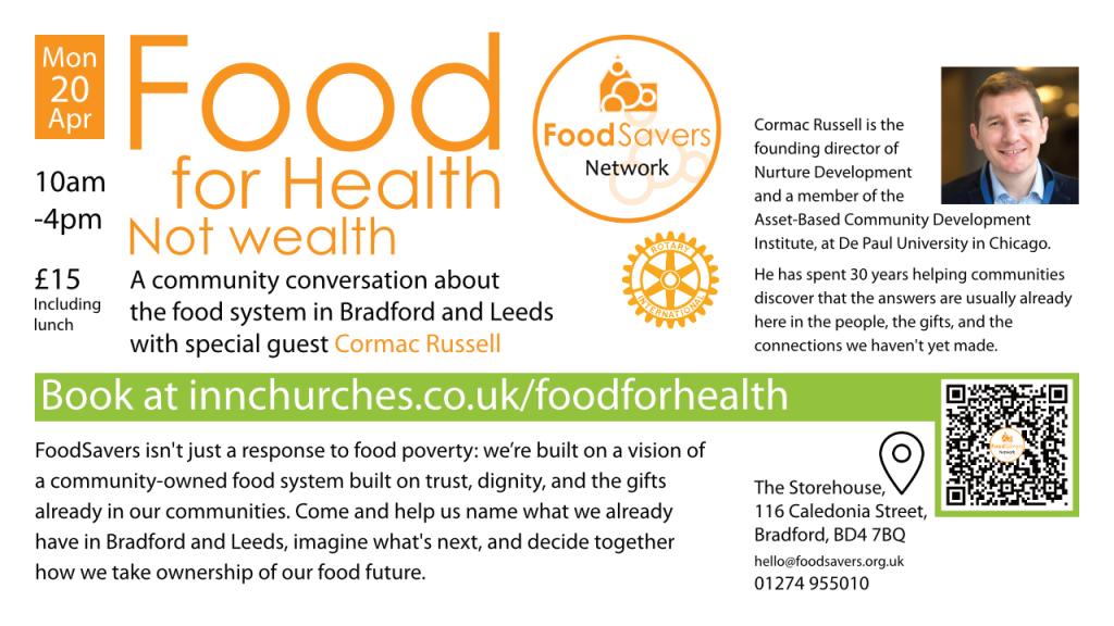 Food for Health not Wealth flier - details given on rest of page