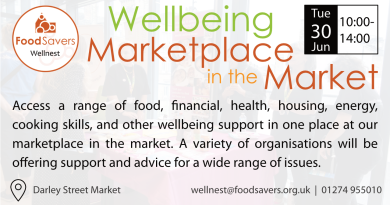 Flier promoting a wellbeing marketplace on Tuesday 30th June 2026