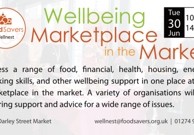 Flier promoting a wellbeing marketplace on Tuesday 30th June 2026
