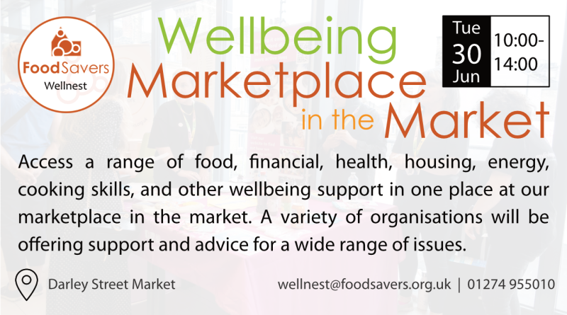 Flier promoting a wellbeing marketplace on Tuesday 30th June 2026